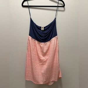 ROXY MINI DRESS KNIT BLUE & ORANGE GEOMETRIC PRINT SIZE XL